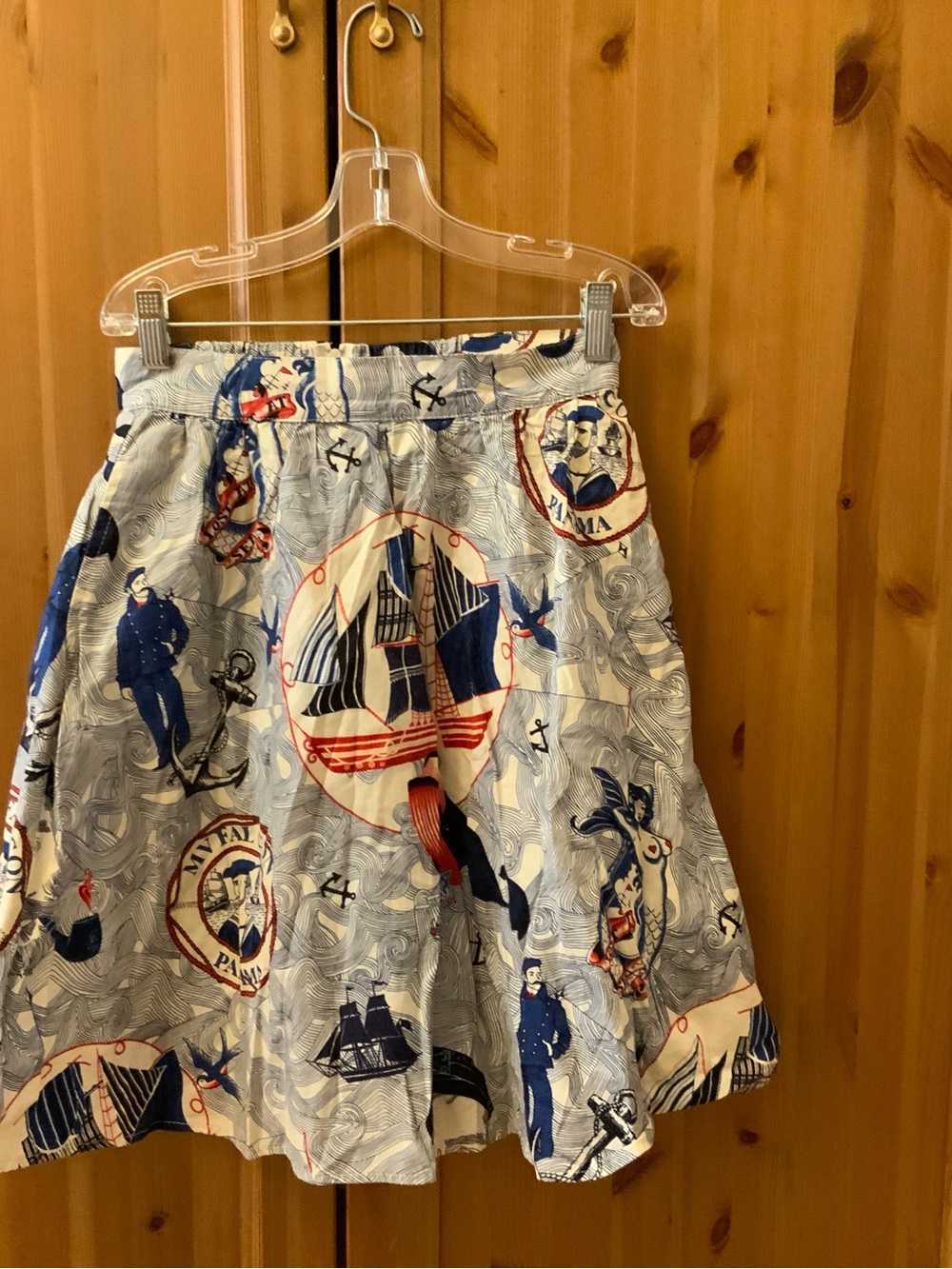 Retrolicious Nautical Tattoo Print A-Line Slight Full Skirt 100% Cotton XS